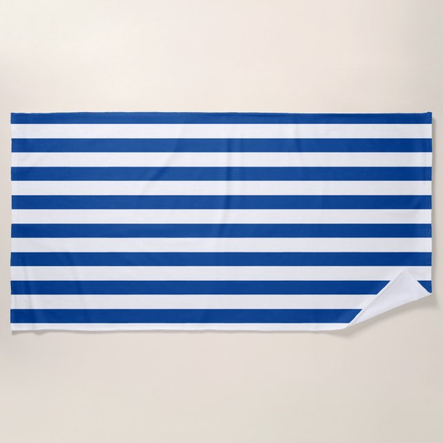  Preppy Navy and White Stripes Geometric Pattern S Beach Towel (Front)