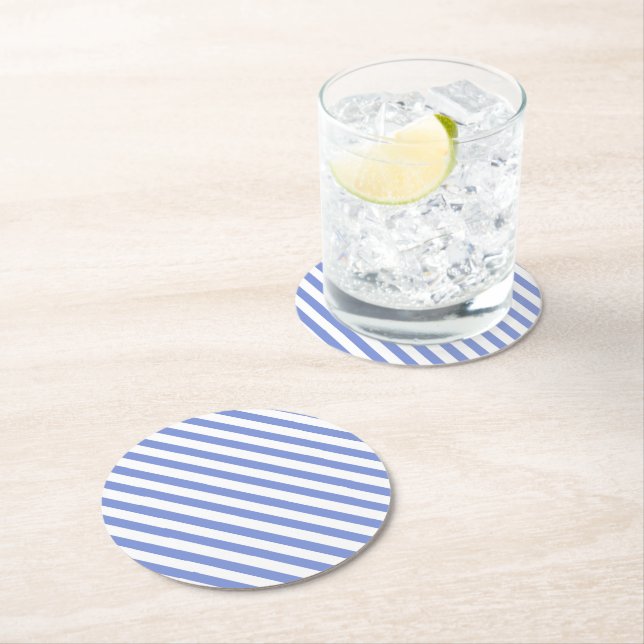 Preppy Navy Blue & white Stripes - Coaster (Insitu)