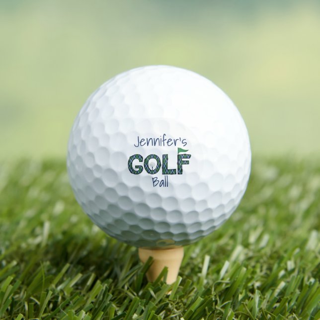 Preppy Navy Green Argyle Golf Personalised Golf Balls (Insitu Tee)