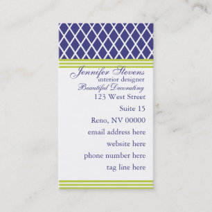 Preppy Navy Lattice Business Card