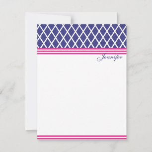 Preppy Navy Lattice Note Card
