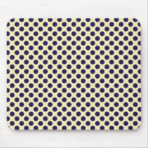 Preppy navy & tan polka dot print pattern mouse mat
