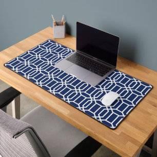 Preppy Navy White Octagon Desk Mat