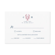 Preppy New England Lobster Wedding RSVP Card