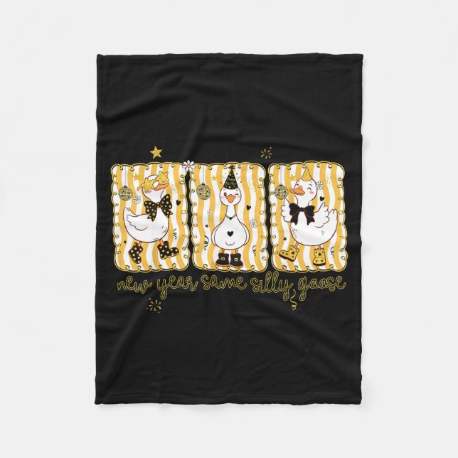 Preppy New Year Same Silly Goose Coquette Bow Happ Fleece Blanket (Front)