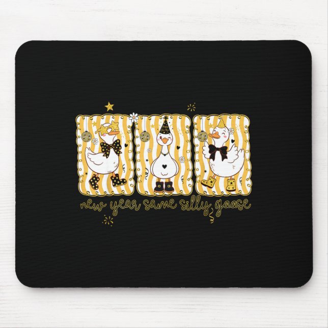 Preppy New Year Same Silly Goose Coquette Bow Happ Mouse Mat (Front)
