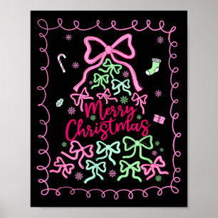 Preppy Nk Coquette Bow Christmas Tree Girly Xmas H Poster