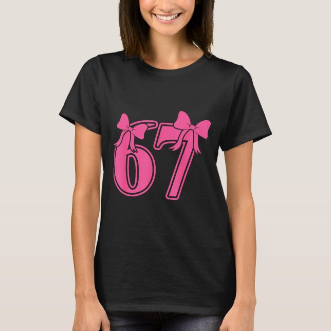 Preppy Nk Coquette Bow Lace 67 Six Seven Meme Wome T-Shirt (Front)
