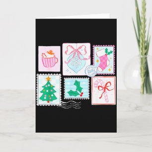 Preppy Nk Coquette Girly Vintage Christmas Stamp S Card