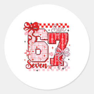 Preppy Nk Valentine 67 Six Seven Meme Valentines D Classic Round Sticker