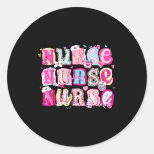 Preppy Nurse Valentine 90s Stethoscope Valentine D Classic Round Sticker
