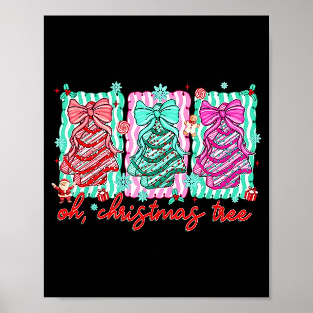 Preppy Oh Christmas Tree Funny Xmas Cakes Retro Co Poster (Front)