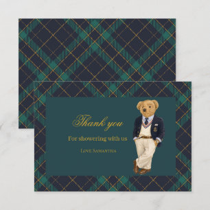 Preppy Old Money Teddy Bear Baby Shower Thank You Card
