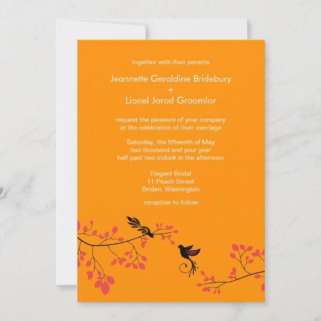 Preppy Orange Designer Spring Weddings DIY Invitat Invitation (Front)