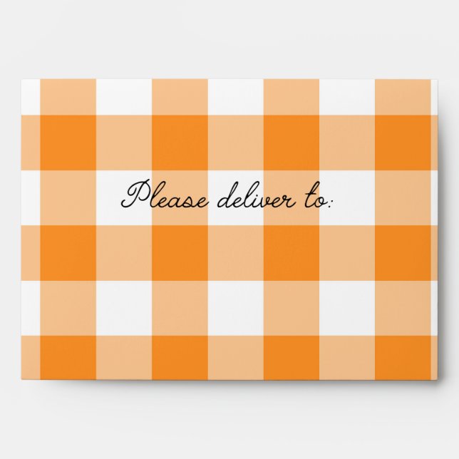 Preppy Orange Gingham Personalised Envelope (Front)
