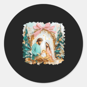 Preppy Painted Christian Nativity Scene God Faith Classic Round Sticker