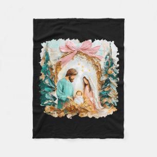 Preppy Painted Christian Nativity Scene God Faith  Fleece Blanket