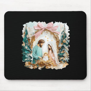 Preppy Painted Christian Nativity Scene God Faith Mouse Mat