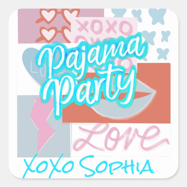 Preppy Pajama Party  Square Sticker (Front)