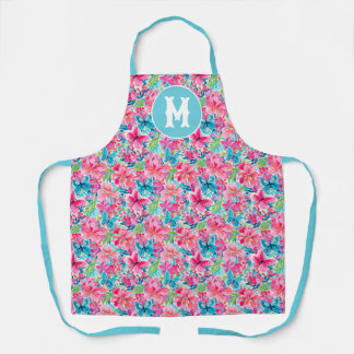 Preppy Palm Beach Butterflies Monogram Apron