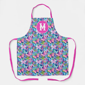 Preppy Palm Beach Butterflies Monogram Apron