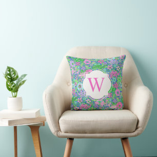 Preppy Palm Beach Camels Monogram Cushion
