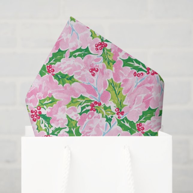 Preppy Palm Beach Christmas Holly Tissue Paper (Gift Bag)