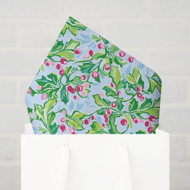Preppy Palm Beach Christmas Holly Tissue Paper (Gift Bag)
