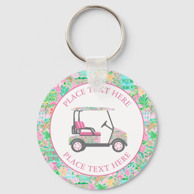 Preppy Palm Beach Golf Cart Key Ring (Front)