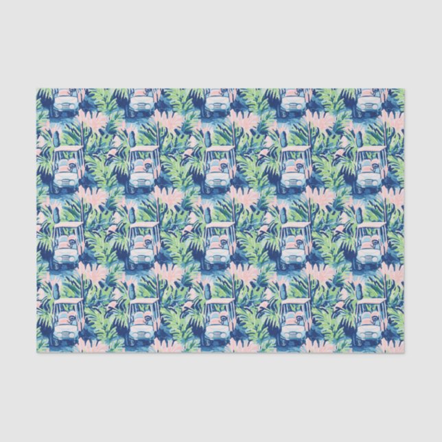 Preppy Palm Beach Golf Carts Tissue Paper (Front)