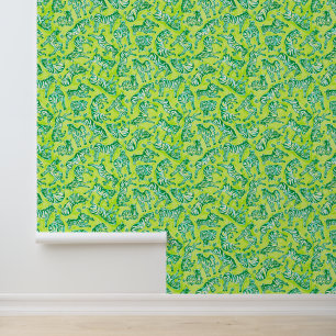 Preppy Palm Beach Green Zebras Wallpaper