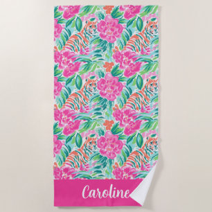Preppy Palm Beach Jungle Tigers Personalised Towel