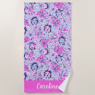 Preppy Palm Beach Lavender Lions Personalised Beach Towel