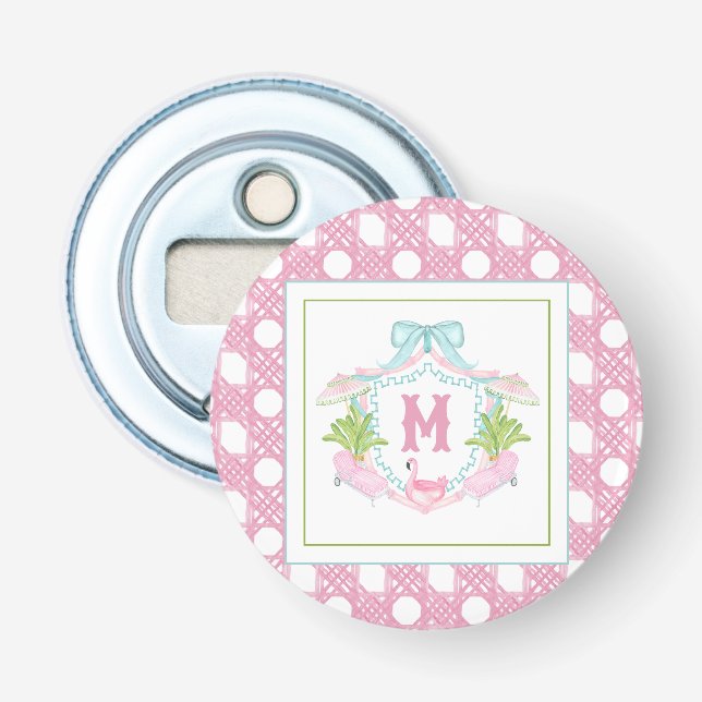 Preppy Palm Beach Monogram Crest Bottle Opener (Front)