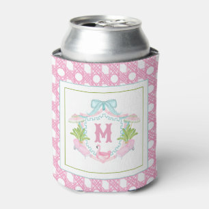 Preppy Palm Beach Monogram Crest Can Cooler