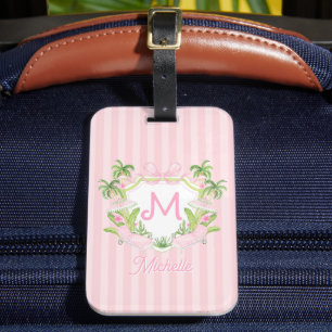 Preppy Palm Beach Monogram Crest Luggage Tag