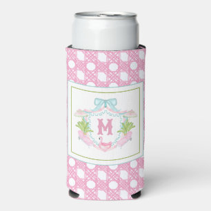 Preppy Palm Beach Monogram Crest Seltzer Can Cooler