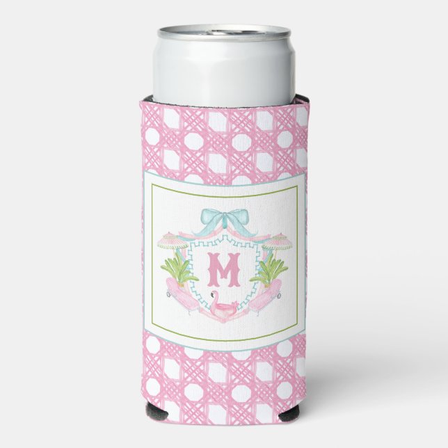 Preppy Palm Beach Monogram Crest Seltzer Can Cooler (Seltzer Front)