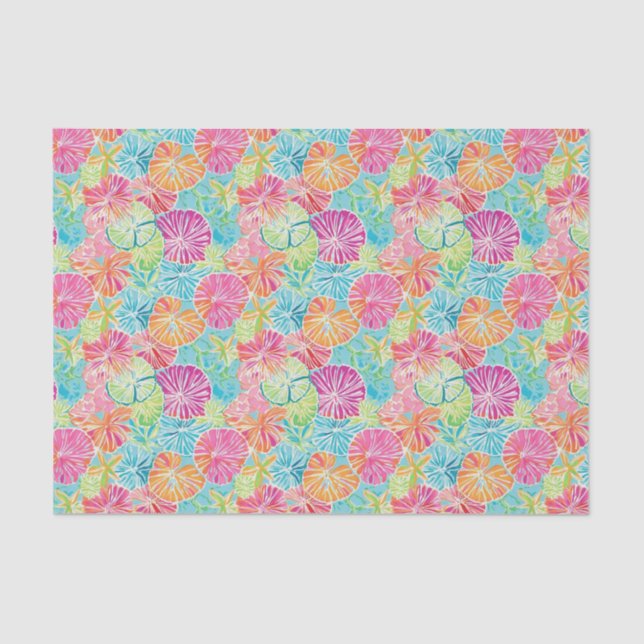 Preppy Palm Beach Ocean Shell Pattern Tissue Paper (Front)