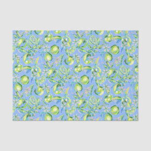 Preppy Palm Beach Print Blue and Green Limes Tissue Paper
