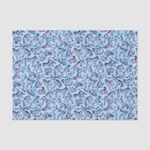 Preppy Palm Beach Print Blue Zebras Tissue Paper