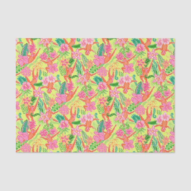 Preppy Palm Beach Print Cute Orangutans Tissue Paper (Front)