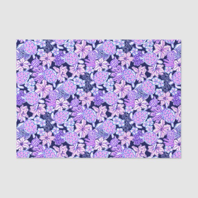 Preppy Palm Beach Print Lavender & Purple Turtles Tissue Paper (Front)