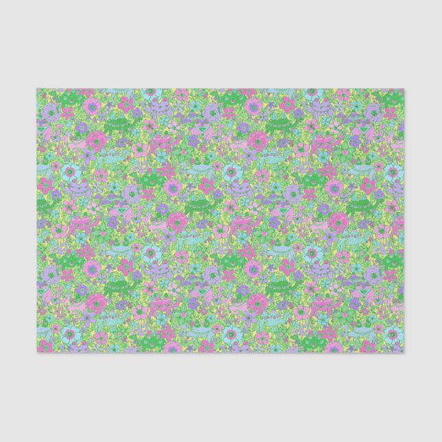 Preppy Palm Beach Print Pink and Green Camels Tissue Paper (Front)