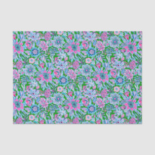 Preppy Palm Beach Print Pink and Green Flowers Tissue Paper