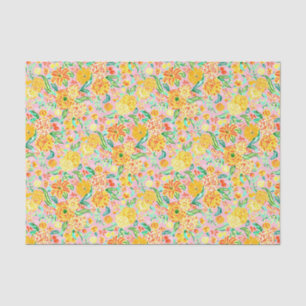 Preppy Palm Beach Print Pink and Yellow Flowers Tissue Paper