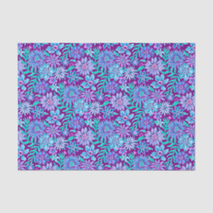 Preppy Palm Beach Print Purple & Blue Flowers Tissue Paper