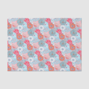 Preppy Palm Beach Print Teal and Red Flowers Tissue Paper