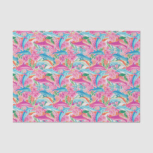 Preppy Palm Beach Tropical Dolphins Pattern Tissue Paper