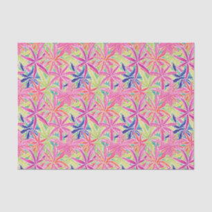 Preppy Palm Beach Tropical Flowers Pattern Tissue Paper